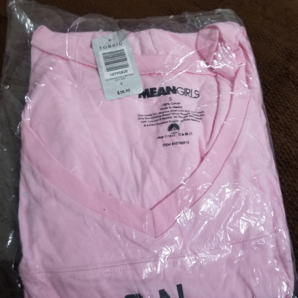 Torrid Pink Mean Girls football tee 5 - Picture 5 of 5